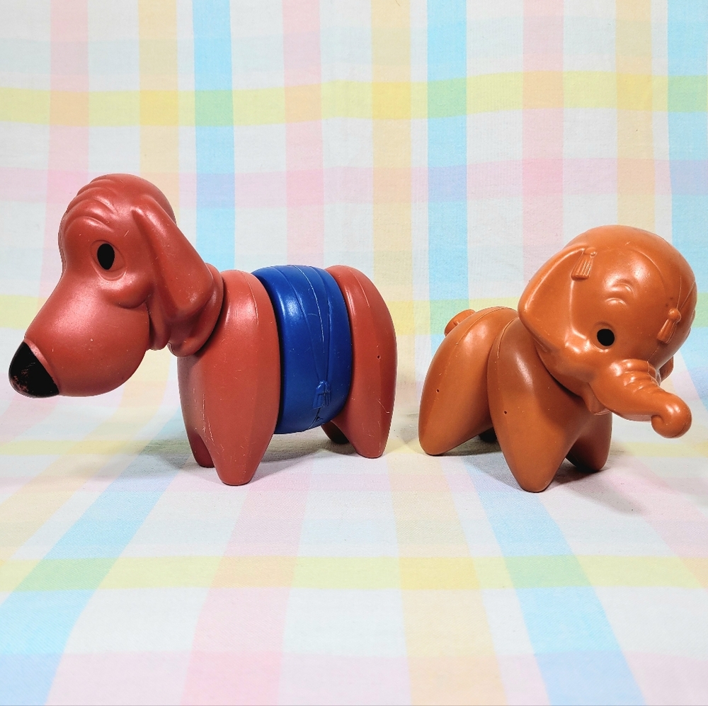 Vintage Tupperware toys Zoo It Yourself incomplete dog and elephant plastic pet